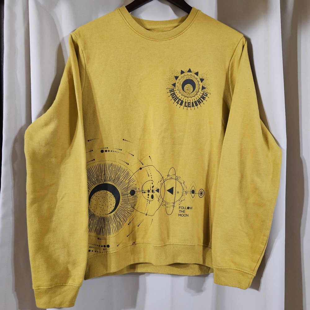 Blind Rooster Ravenheart Crewneck Sweatshirt Celestial Graphic Mustard Men Med